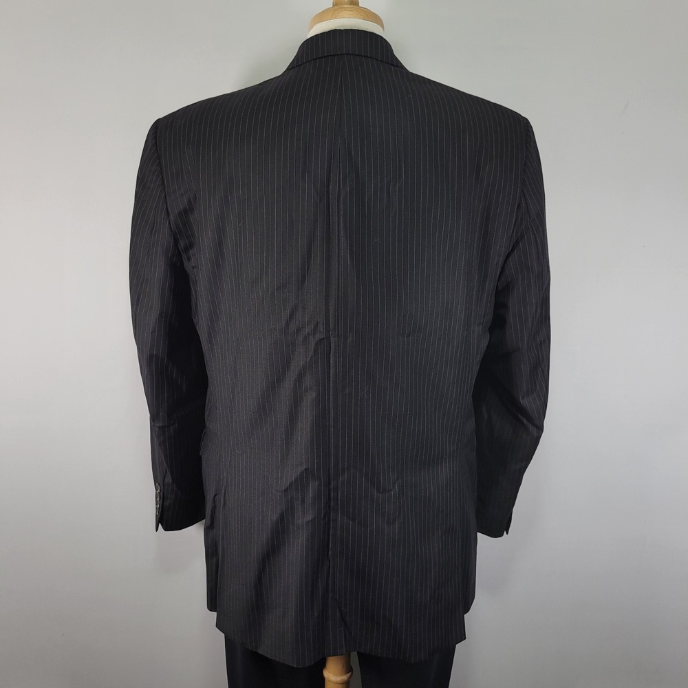 Ralph Lauren Men's Sport Coat Blazer Two Button Black Pin Striped Wool Size 44R - Picture 10 of 14